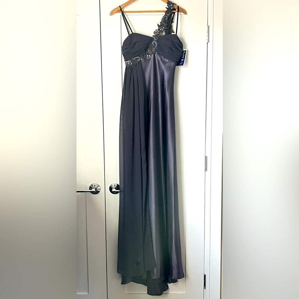 Nightway Charcoal Evening Gown